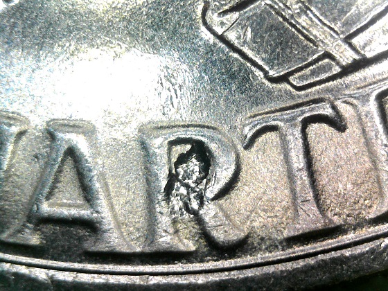 1976-P-BU-Bicentennial-Quarter,-Feeder-Finger-Marks,-&-Struck-Through